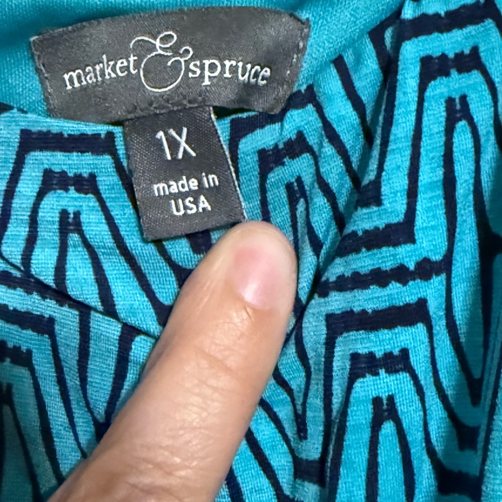 Market & Spruce Teal Geometric Midi Dress - Picture 4 of 4